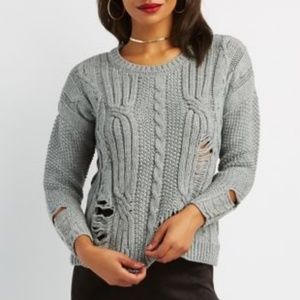 Charlotte Russ distressed cable knit pull over swe